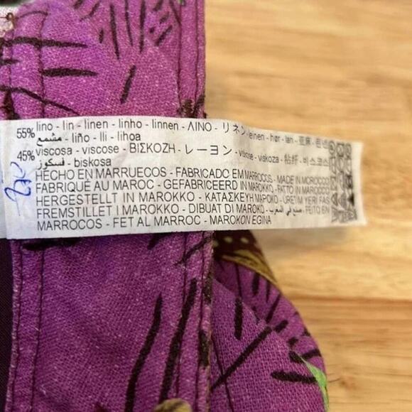Zara Linen Blend Psychedelic Retro Print Pants Purple Womens XSmall - Picture 7 of 10